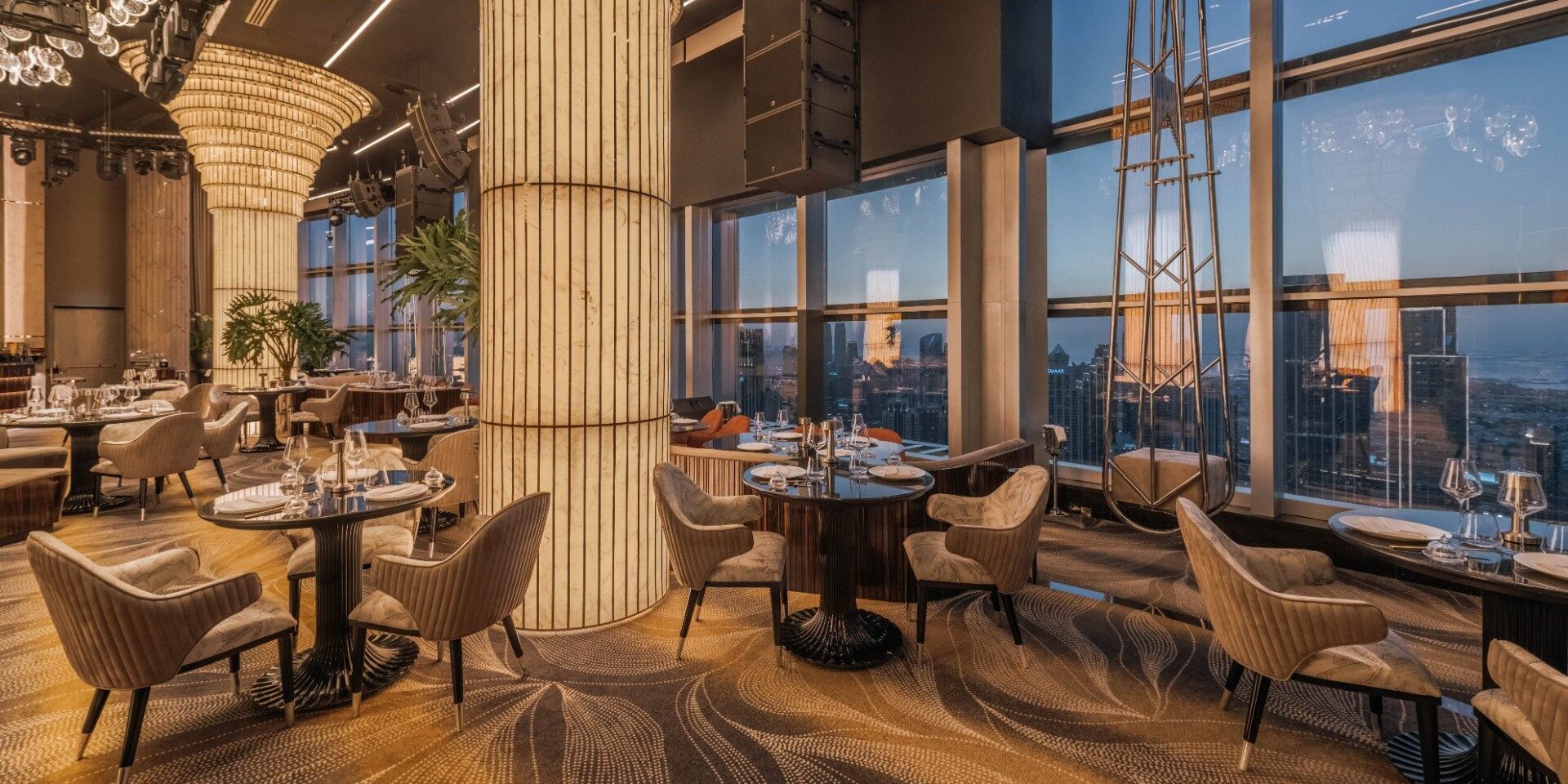 Address Downtown The Restaurant breakfast buffet with Burj Khalifa view Dubai Fountain Emaar