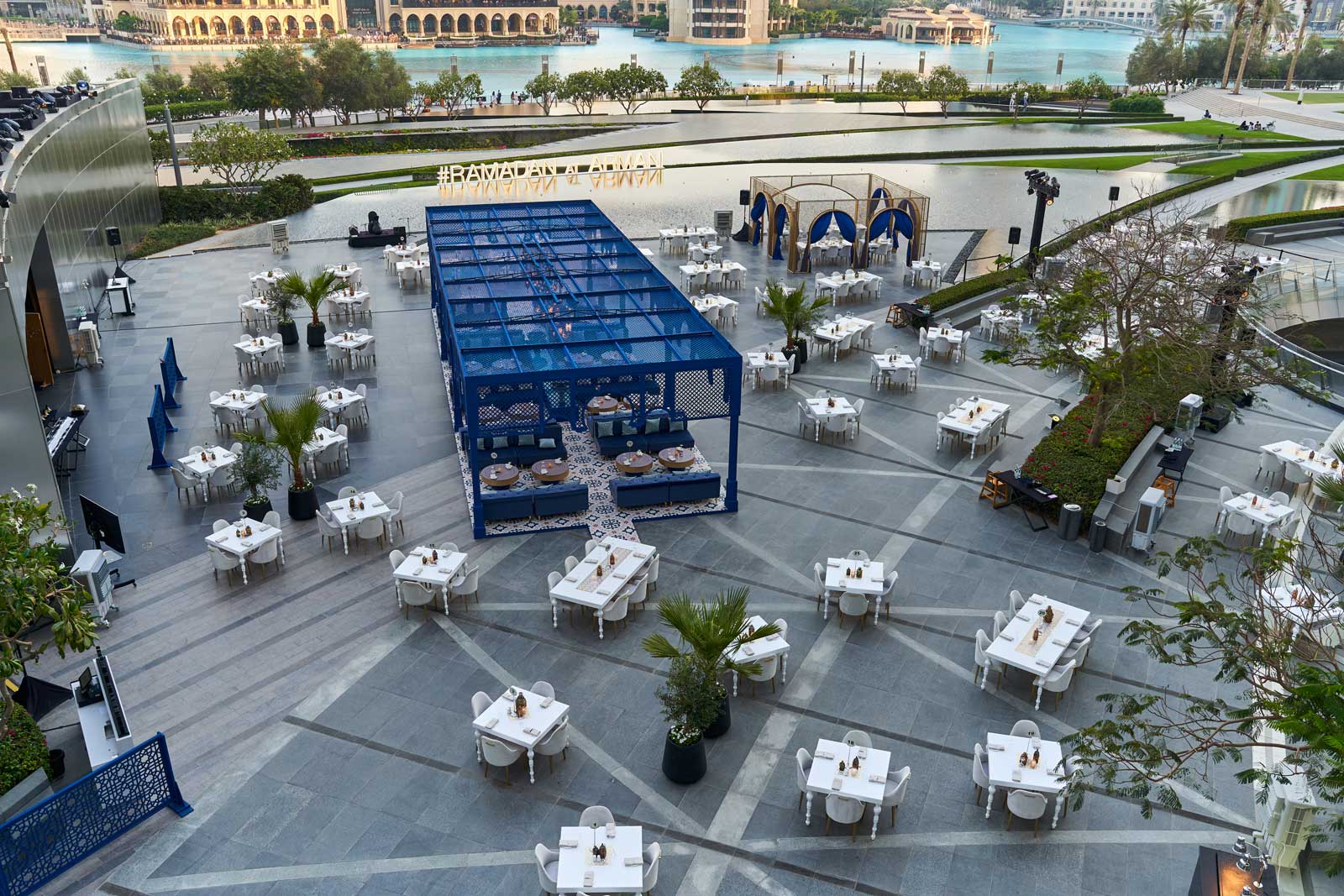 Armani Hotel Dubai Pavilion iftar Dubai Fountain view Ramadan