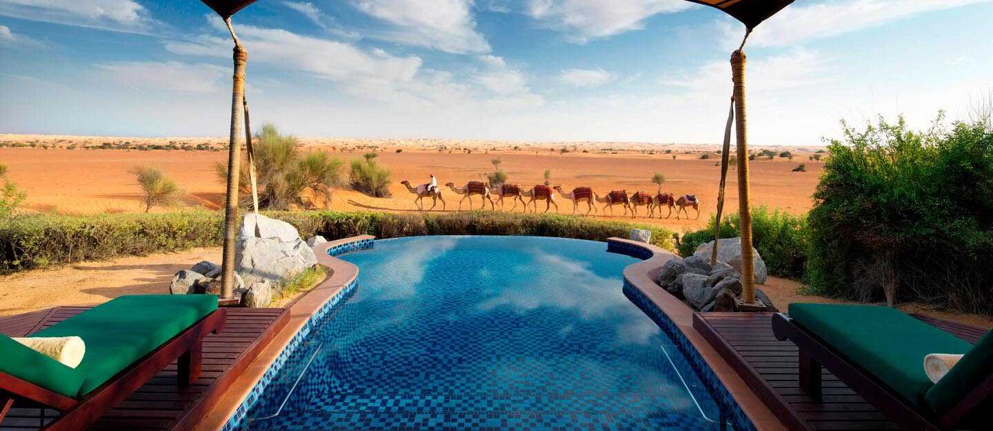 Best desert resorts Dubai 2026 Al Maha Bab Al Shams Ritz-Carlton Al Wadi private pool villas falconry