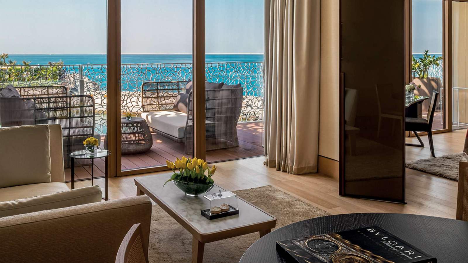 Bulgari Resort Dubai private villa pool on Jumeira Bay Island with sea views