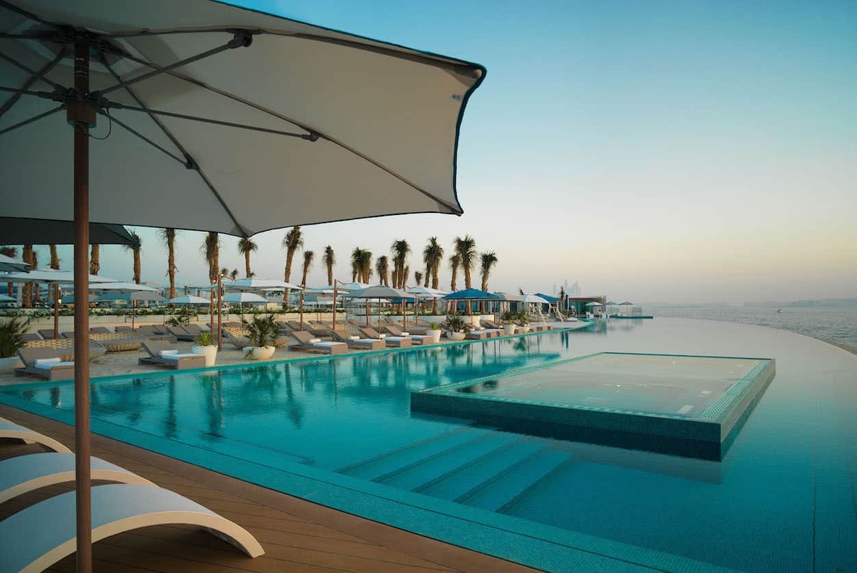 Burj Al Arab Dubai panoramic suite with jacuzzi on balcony overlooking Arabian Gulf
