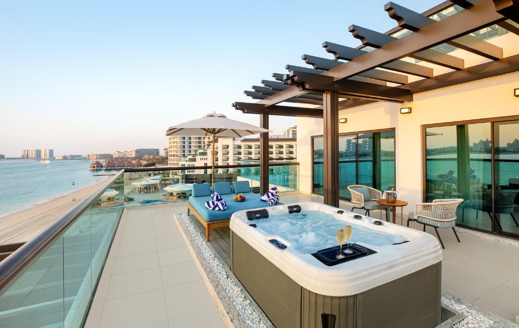 Best Dubai hotels with private pool suites villas 2026 plunge pool Jumeirah FIVE Palm Sofitel