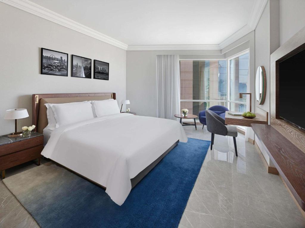 Fairmont Dubai hotel directly connected to Dubai World Trade Centre via indoor bridge for GITEX