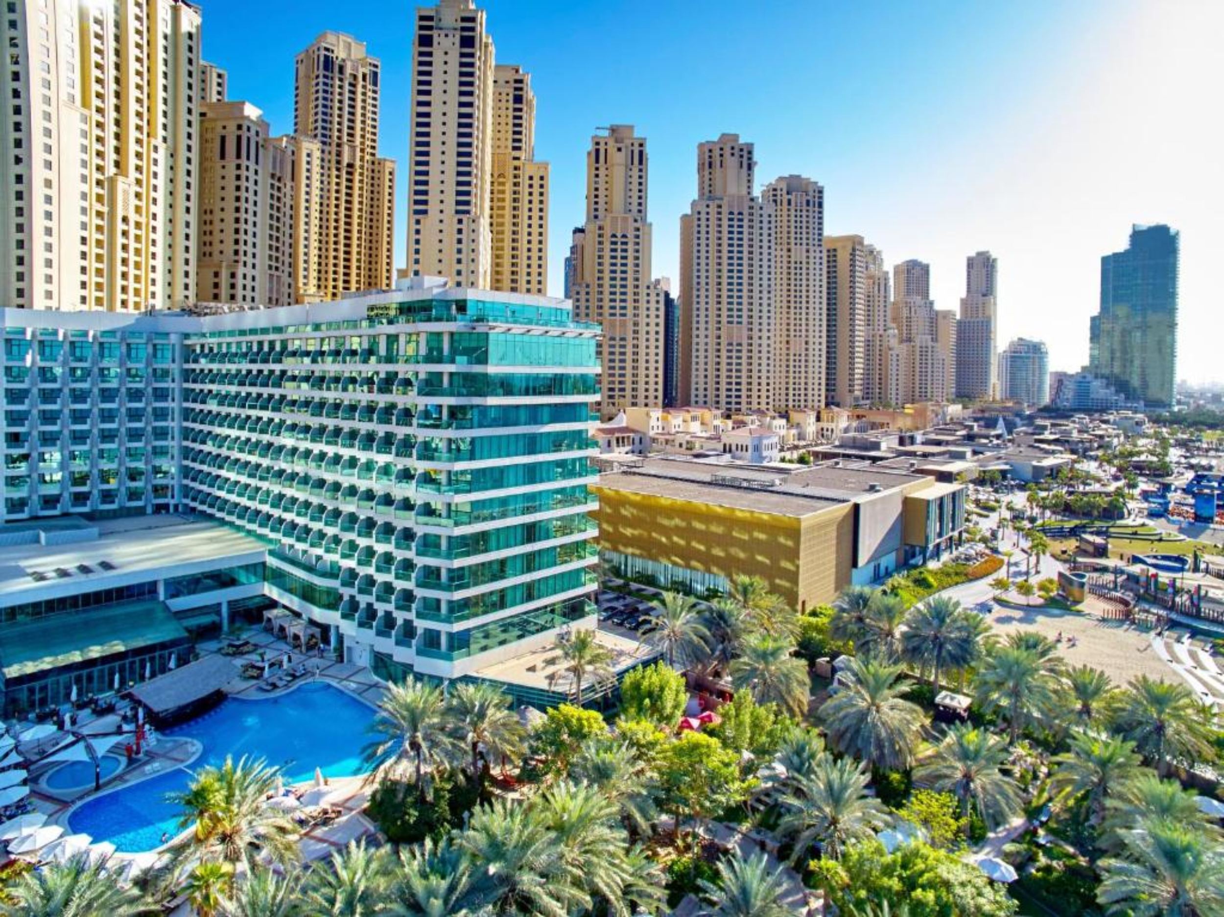 Hilton Dubai Jumeirah budget Burj Al Arab distant view JBR direct beach Hilton Honors