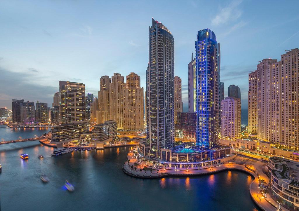 InterContinental Dubai Marina waterfront hotel with marina yacht views and pool