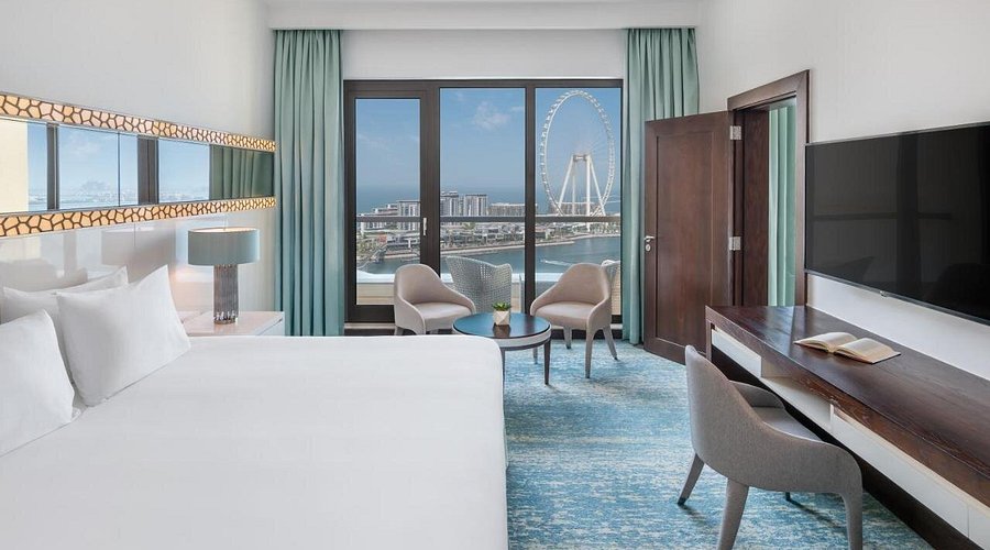 JA Ocean View Hotel JBR suite with kitchenette and sea view balcony