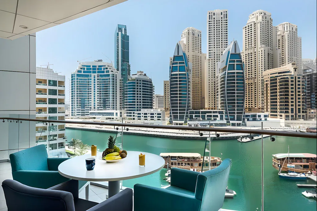 Jannah Marina Bay Suites Dubai Marina fully halal alcohol free Muslim friendly hotel with sea views