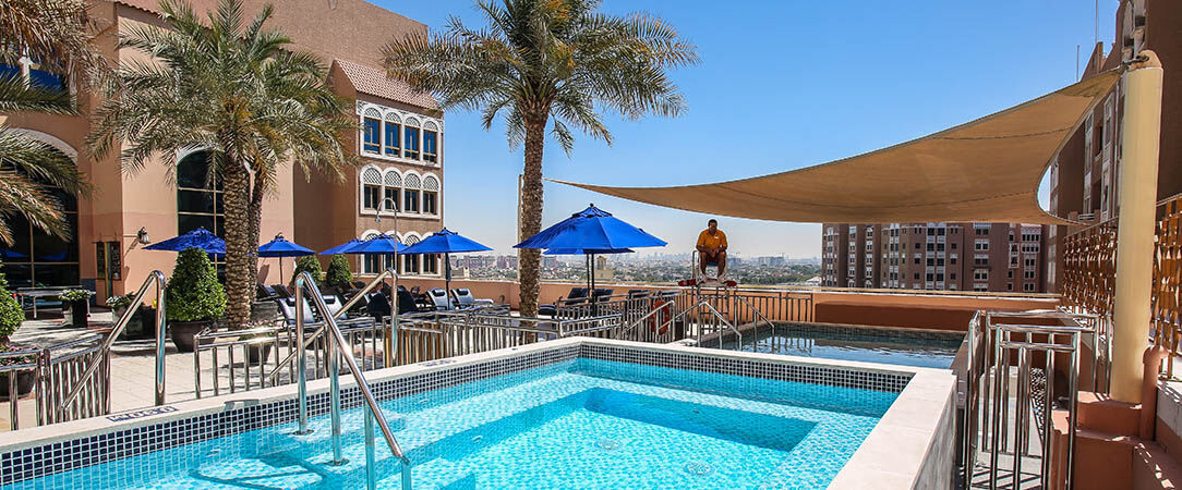 Oaks Ibn Battuta Gate terraced private pool suite newly renovated best value Dubai Metro