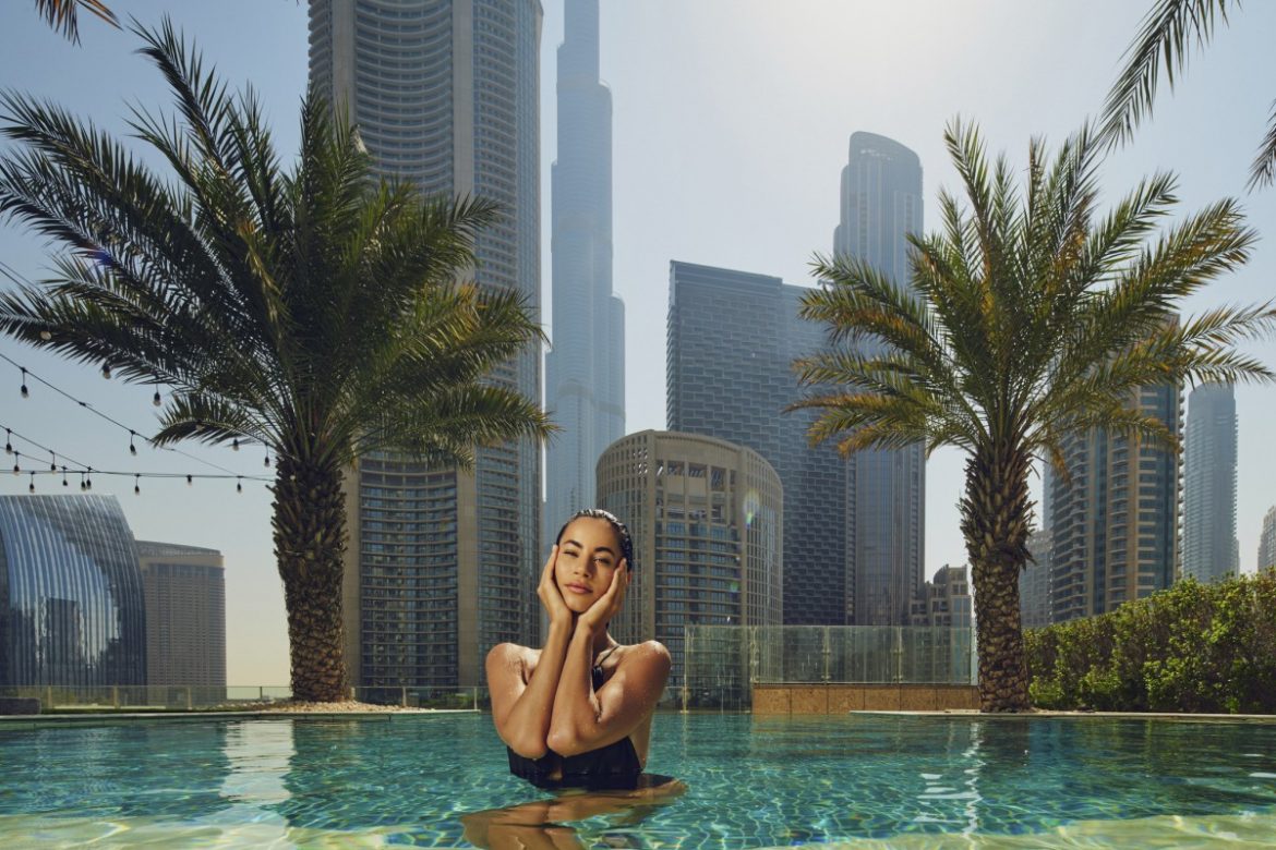 Sofitel Dubai The Palm rooftop infinity pool with Palm Jumeirah and Arabian Gulf views