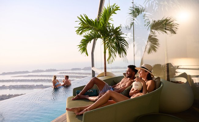 The St. Regis Dubai The Palm bachelorette hen party hotel with Aura Skypool 360 view butler service