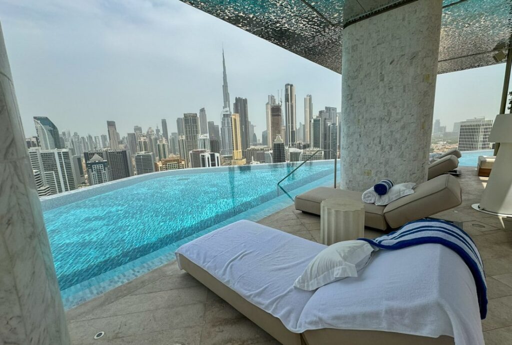 The Lana Dubai Dorchester Collection suite with private plunge pool overlooking Burj Khalifa
